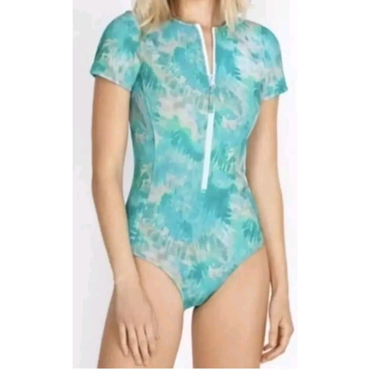 Johnny Was Calme Turquoise Neoprene One-Piece Zip-Up Wetsuit Surfing Sz S New